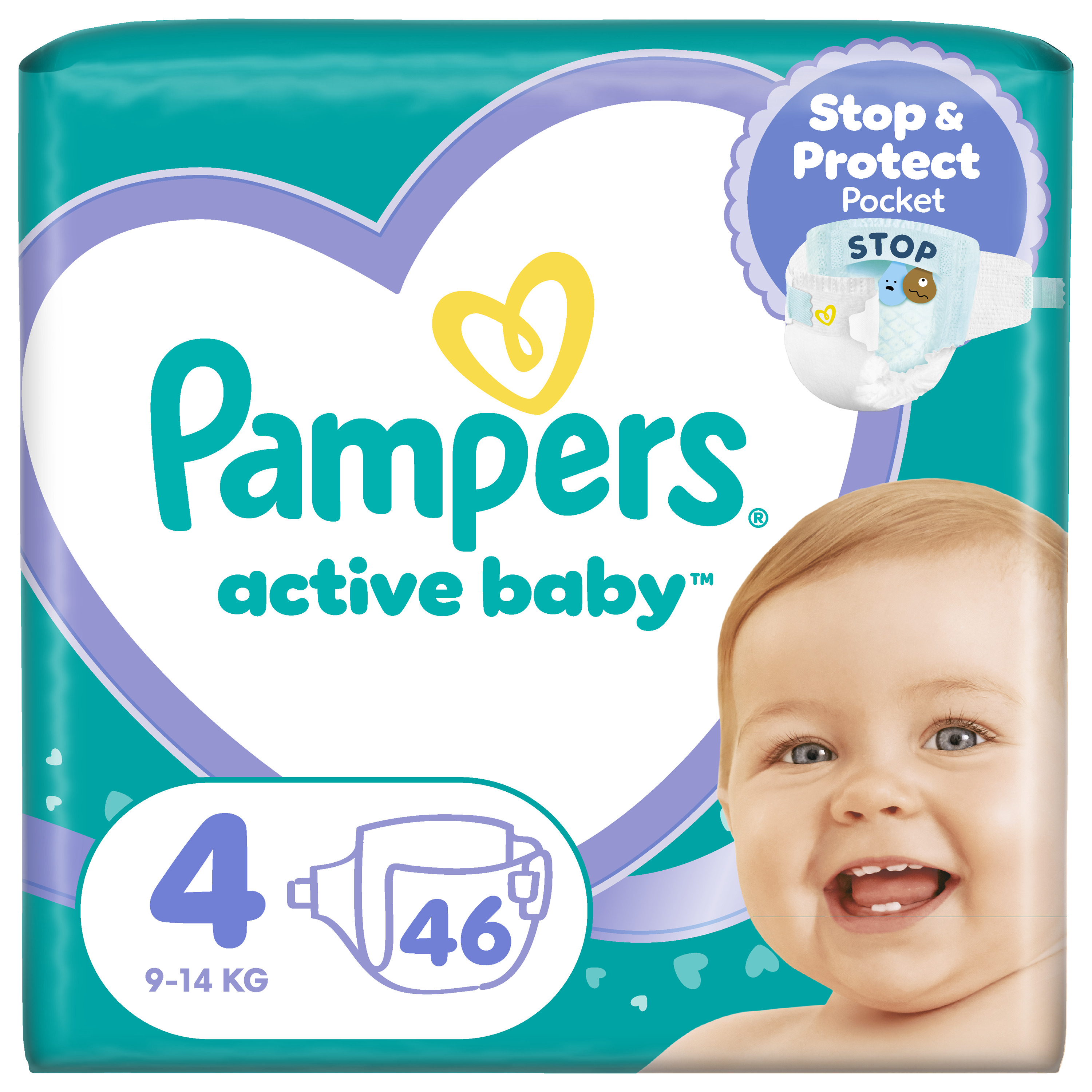 Одноразові підгузки Pampers Active Baby Розмір 4 (9-14 кг), 46 шт. (80842824)